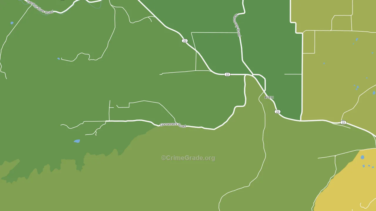 Buell, OR Map of Vehicle Theft Rates