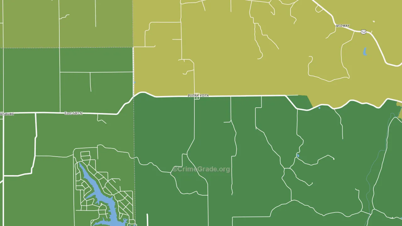 Buena Vista, IN Map of Vehicle Theft Rates