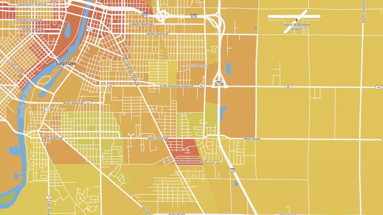 Buena Vista, MI Map of Vehicle Theft Rates