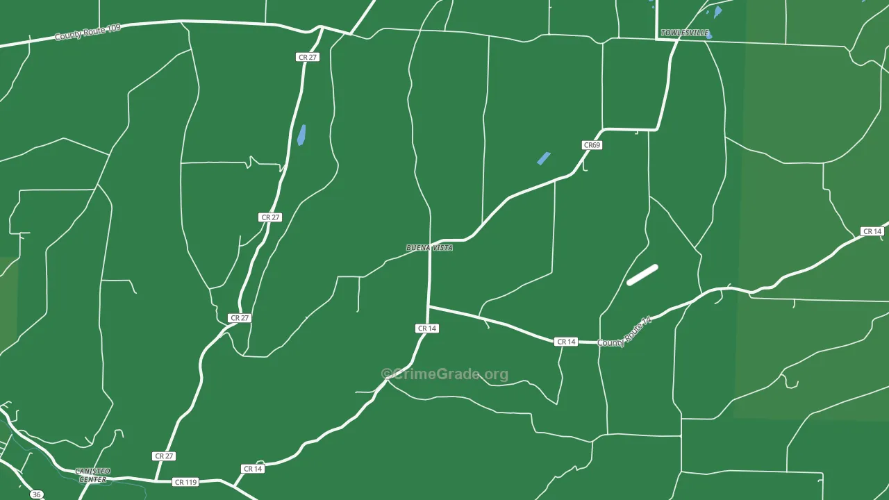 Buena Vista, NY Map of Vehicle Theft Rates
