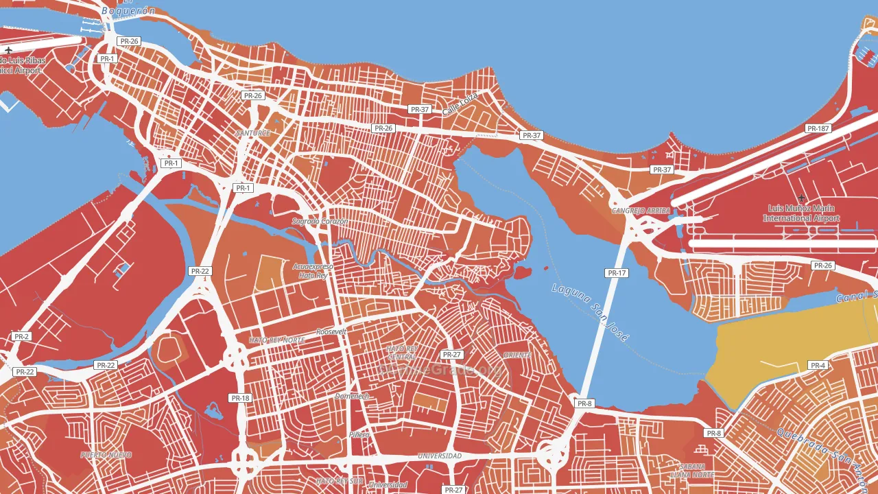 Buena Vista Santurce, San Juan, PR Map of Vehicle Theft Rates