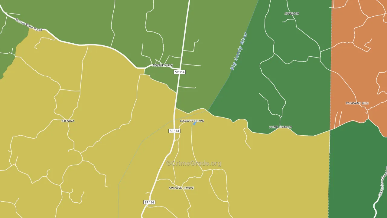 Buena Vista, TN Map of Vehicle Theft Rates