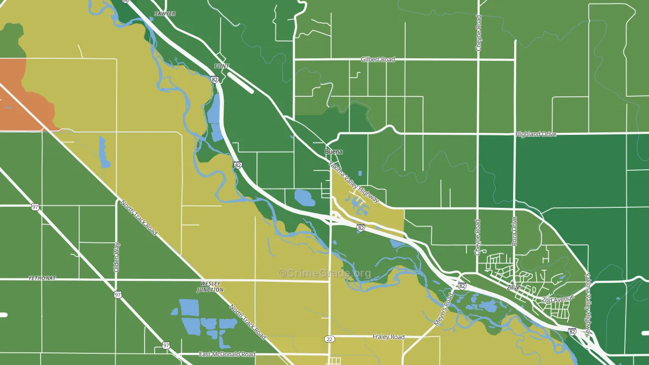 Buena, WA Map of Vehicle Theft Rates