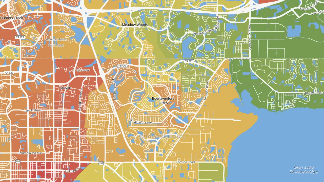 Buenaventura Lakes, FL Map of Vehicle Theft Rates