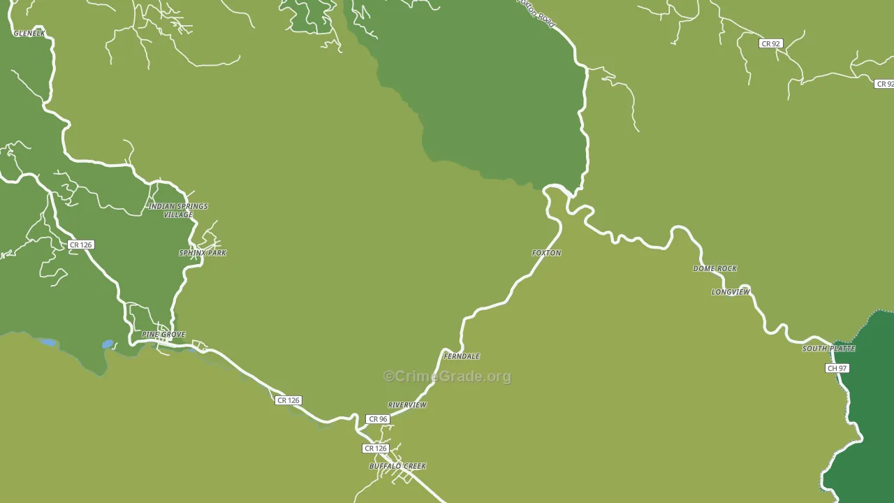Buffalo Creek, CO Map of Vehicle Theft Rates