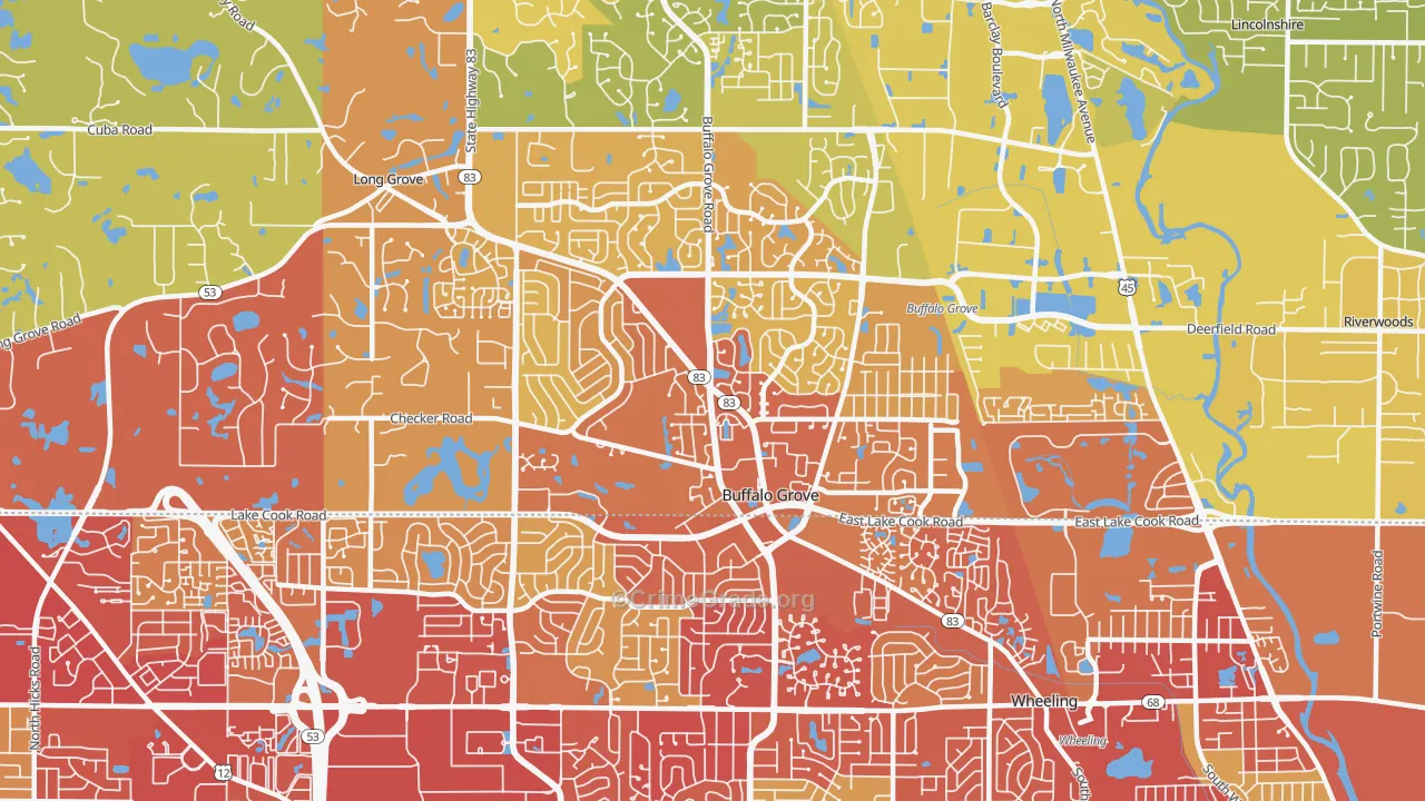 Buffalo Grove, IL Map of Vehicle Theft Rates