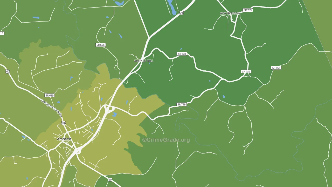 Buffalo Hill, VA Map of Vehicle Theft Rates