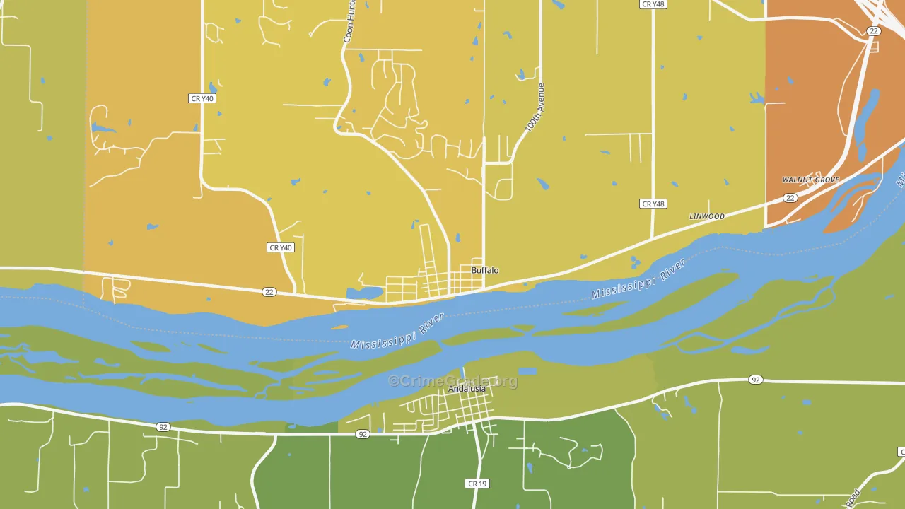 Buffalo, IA Map of Vehicle Theft Rates
