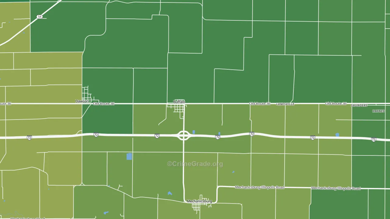 Buffalo, IL Map of Vehicle Theft Rates