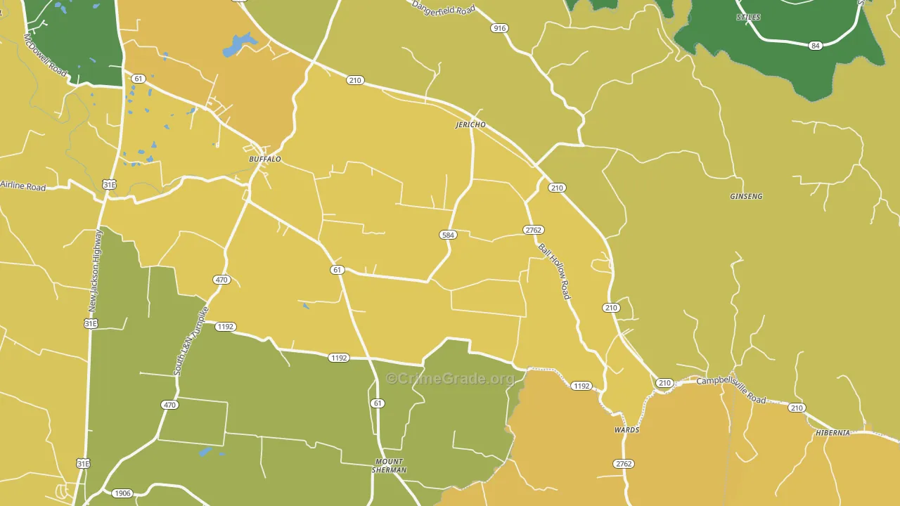 Buffalo, KY Map of Vehicle Theft Rates