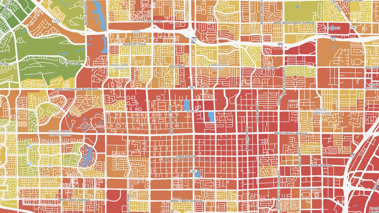 Buffalo, Las Vegas, NV Map of Vehicle Theft Rates