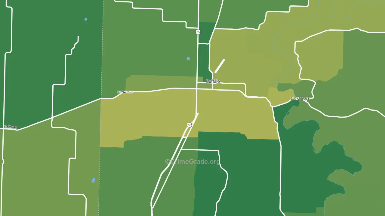 Buffalo, MO Map of Vehicle Theft Rates