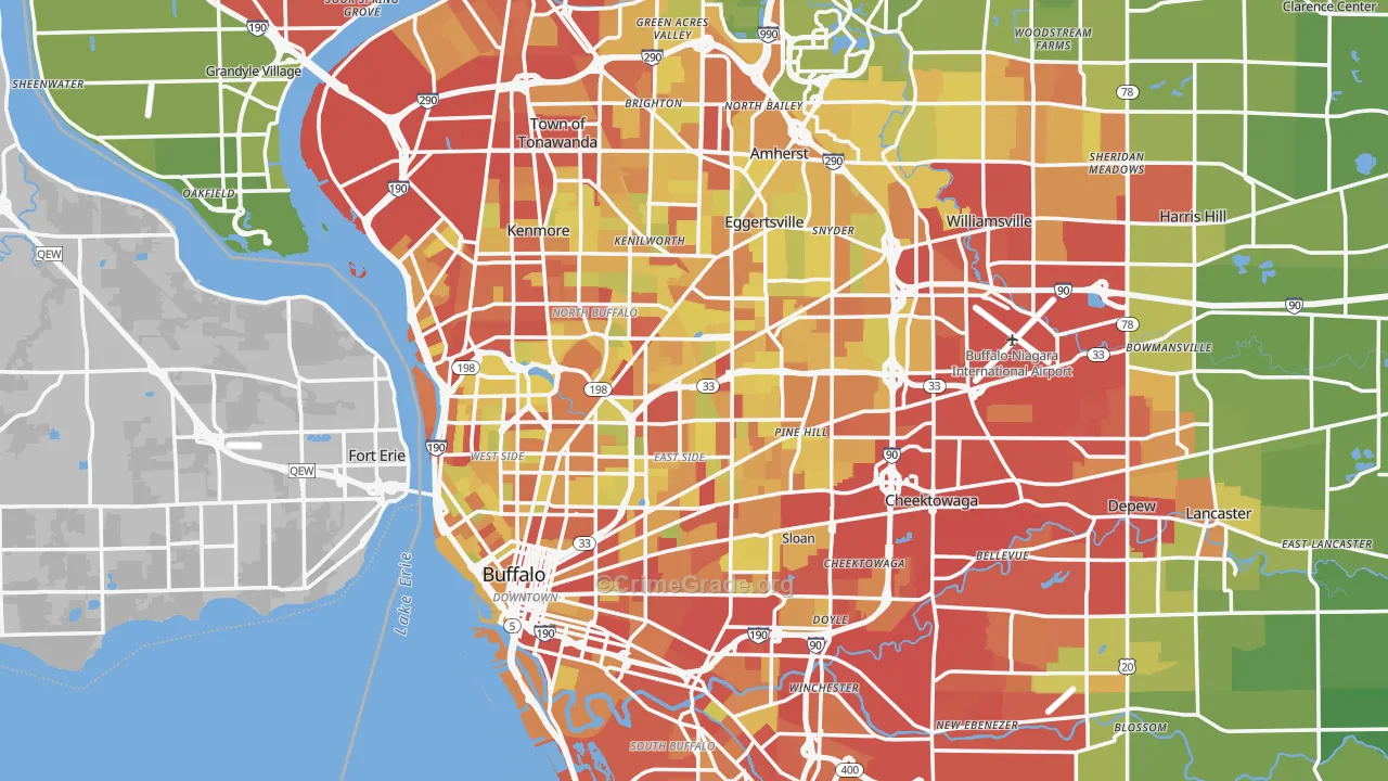 Buffalo, NY Map of Vehicle Theft Rates