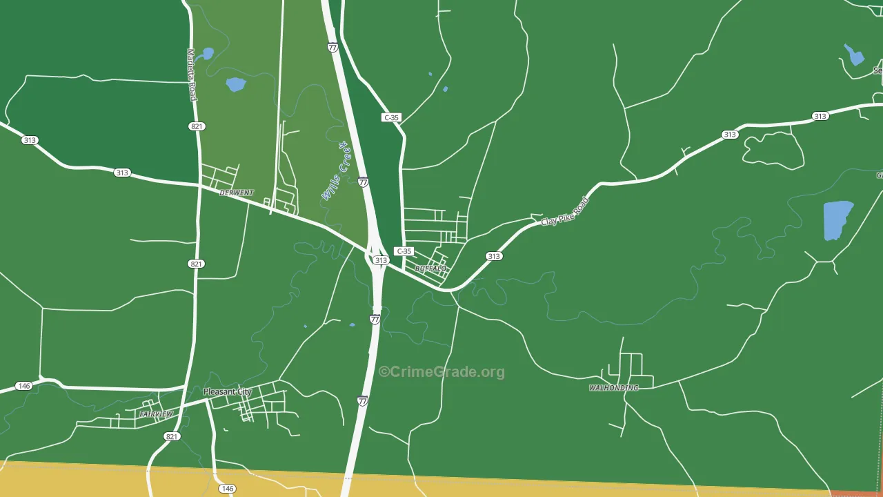 Buffalo, OH Map of Vehicle Theft Rates