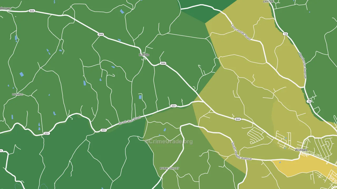 Buffalo, PA Map of Vehicle Theft Rates