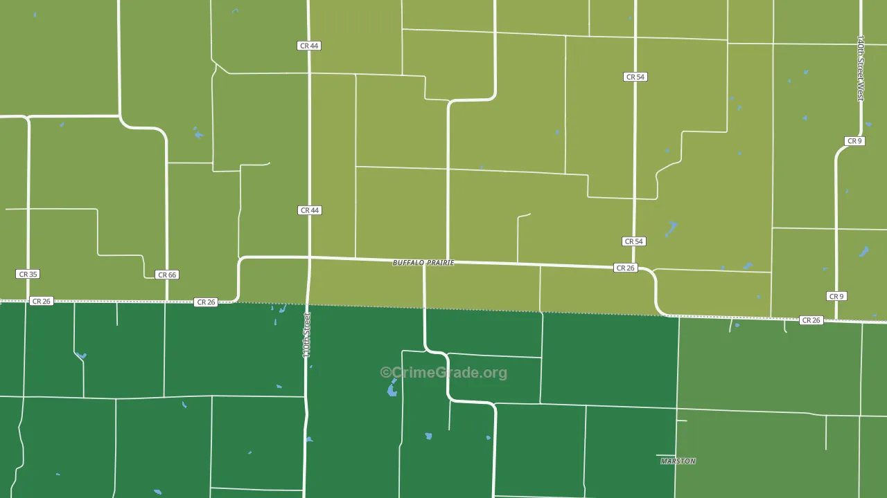 Buffalo Prairie, IL Map of Vehicle Theft Rates