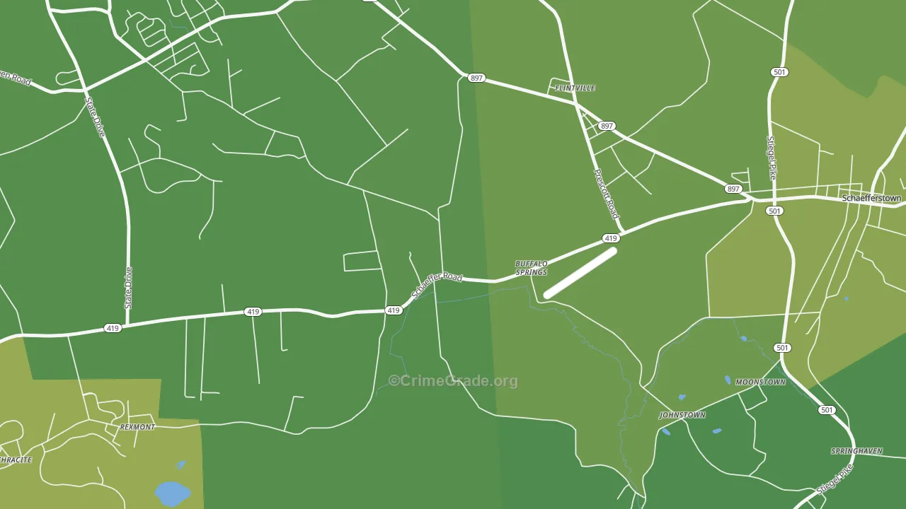 Buffalo Springs, PA Map of Vehicle Theft Rates