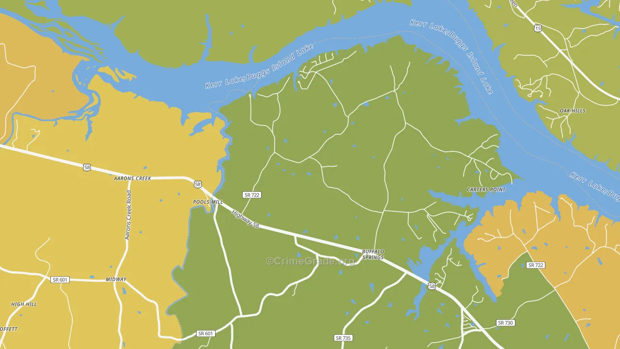 Buffalo Springs, VA Map of Vehicle Theft Rates