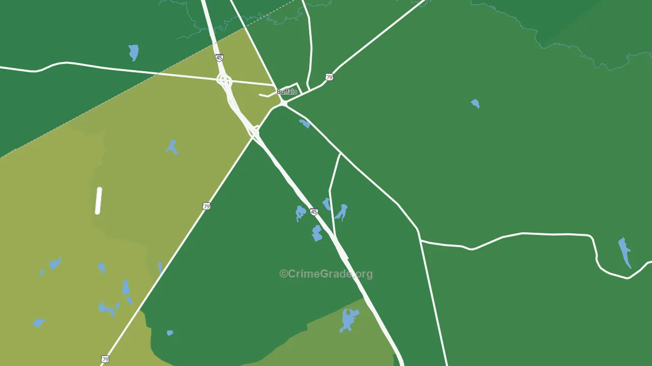 Buffalo, TX Map of Vehicle Theft Rates