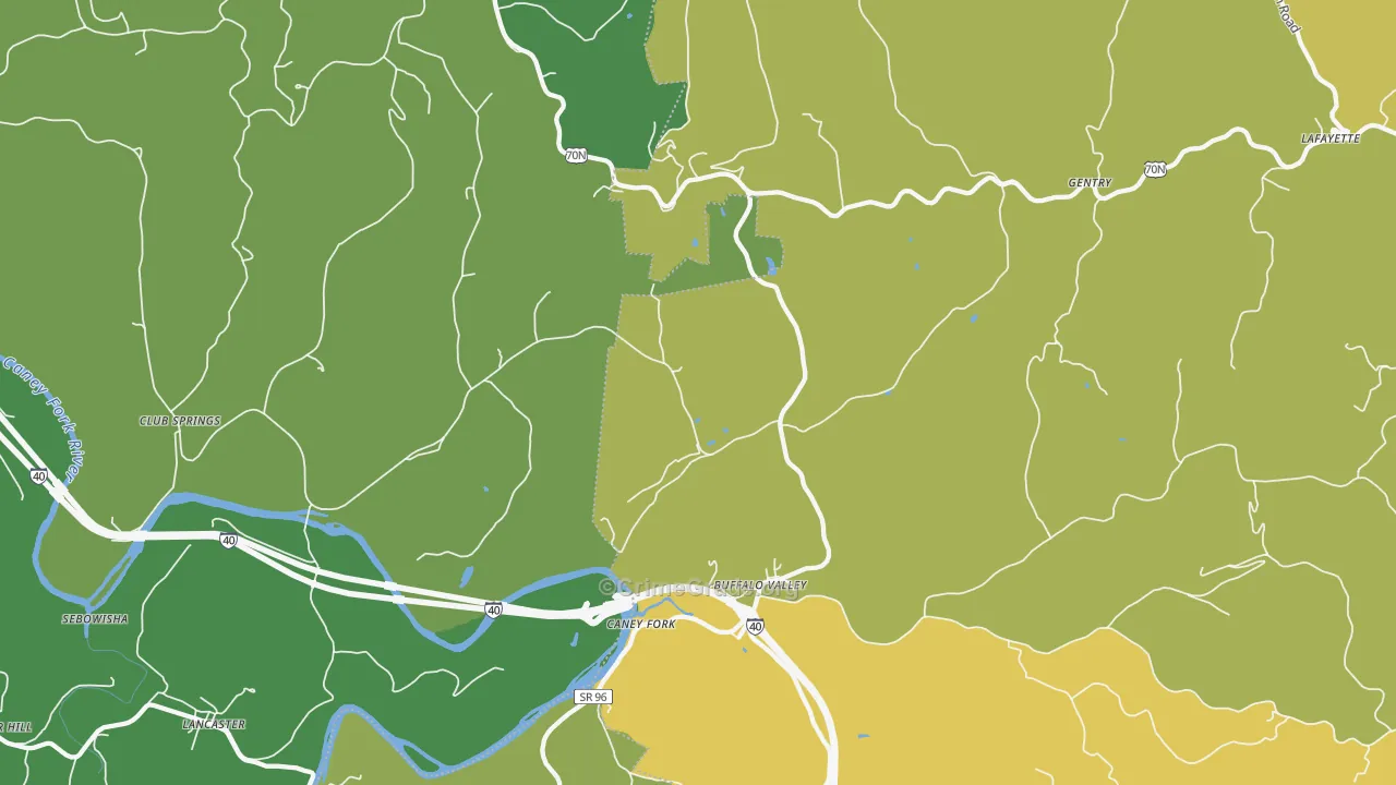 Buffalo Valley, TN Map of Vehicle Theft Rates