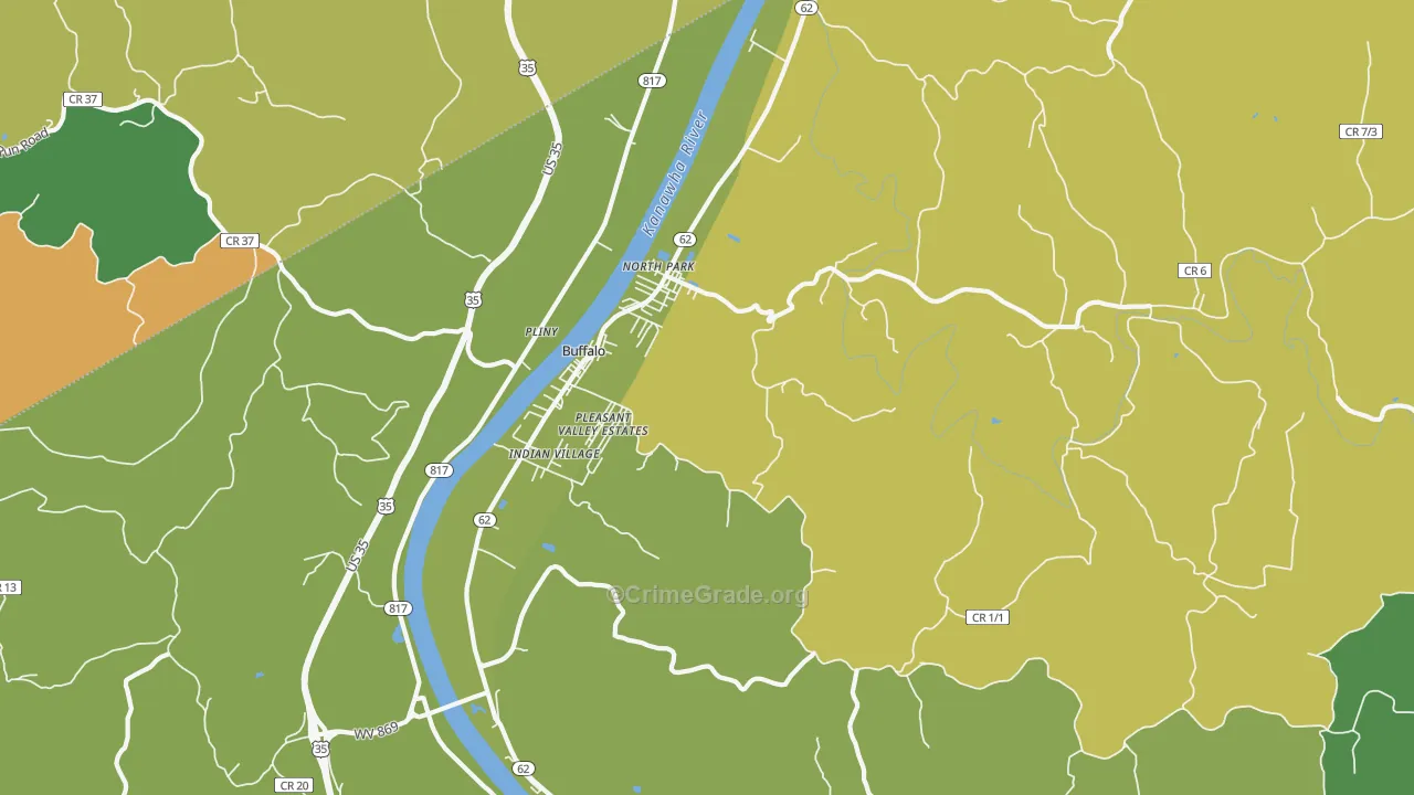 Buffalo, WV Map of Vehicle Theft Rates