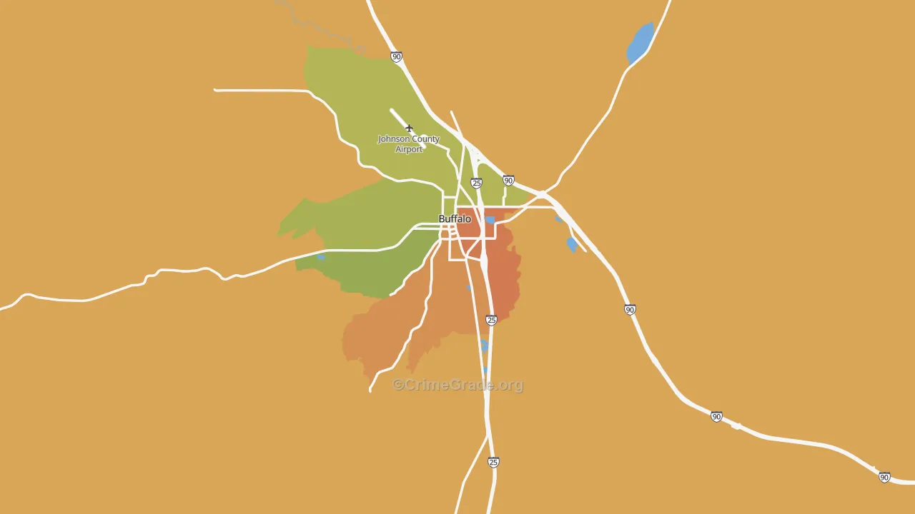 Buffalo, WY Map of Vehicle Theft Rates