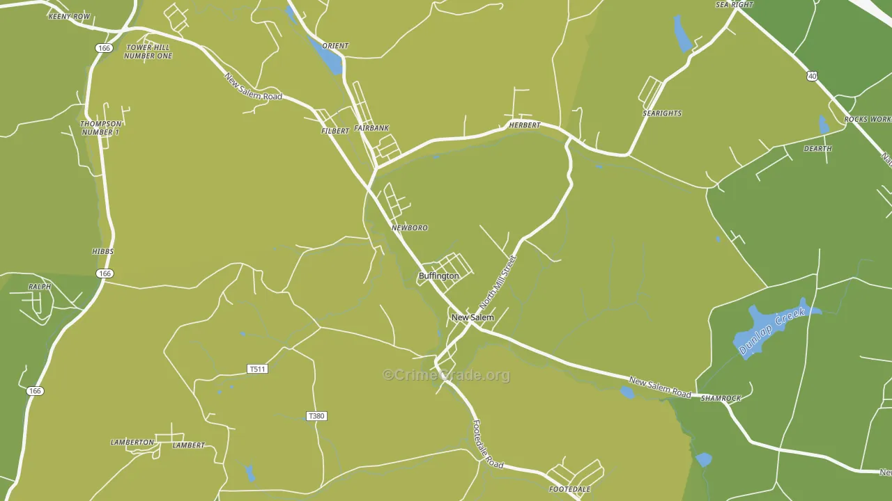 Buffington, PA Map of Vehicle Theft Rates