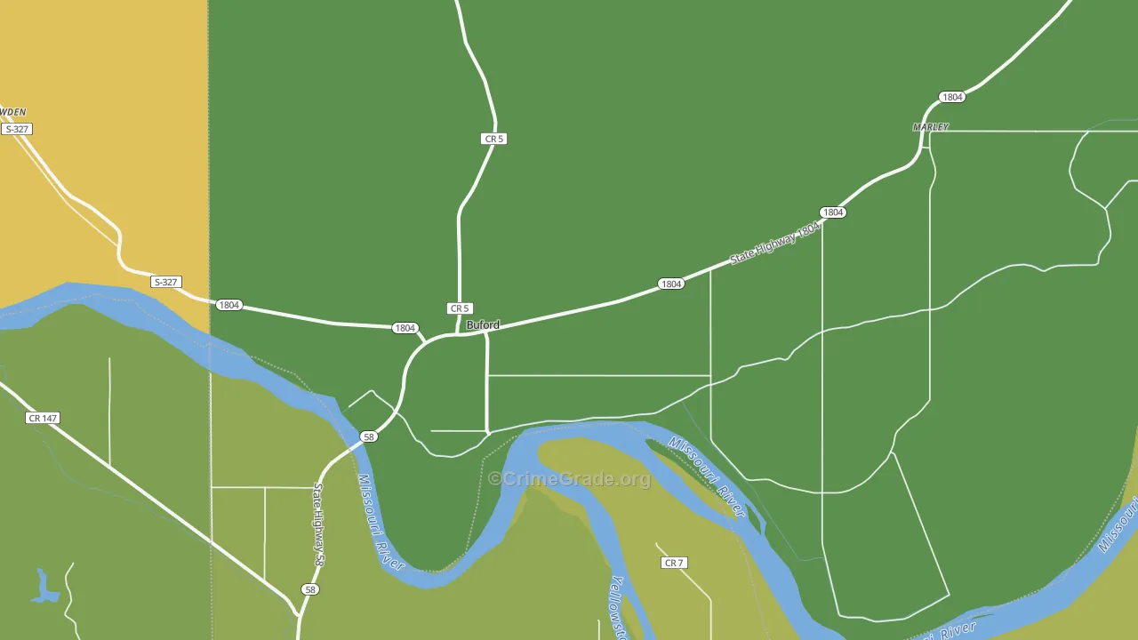 Buford, ND Map of Vehicle Theft Rates