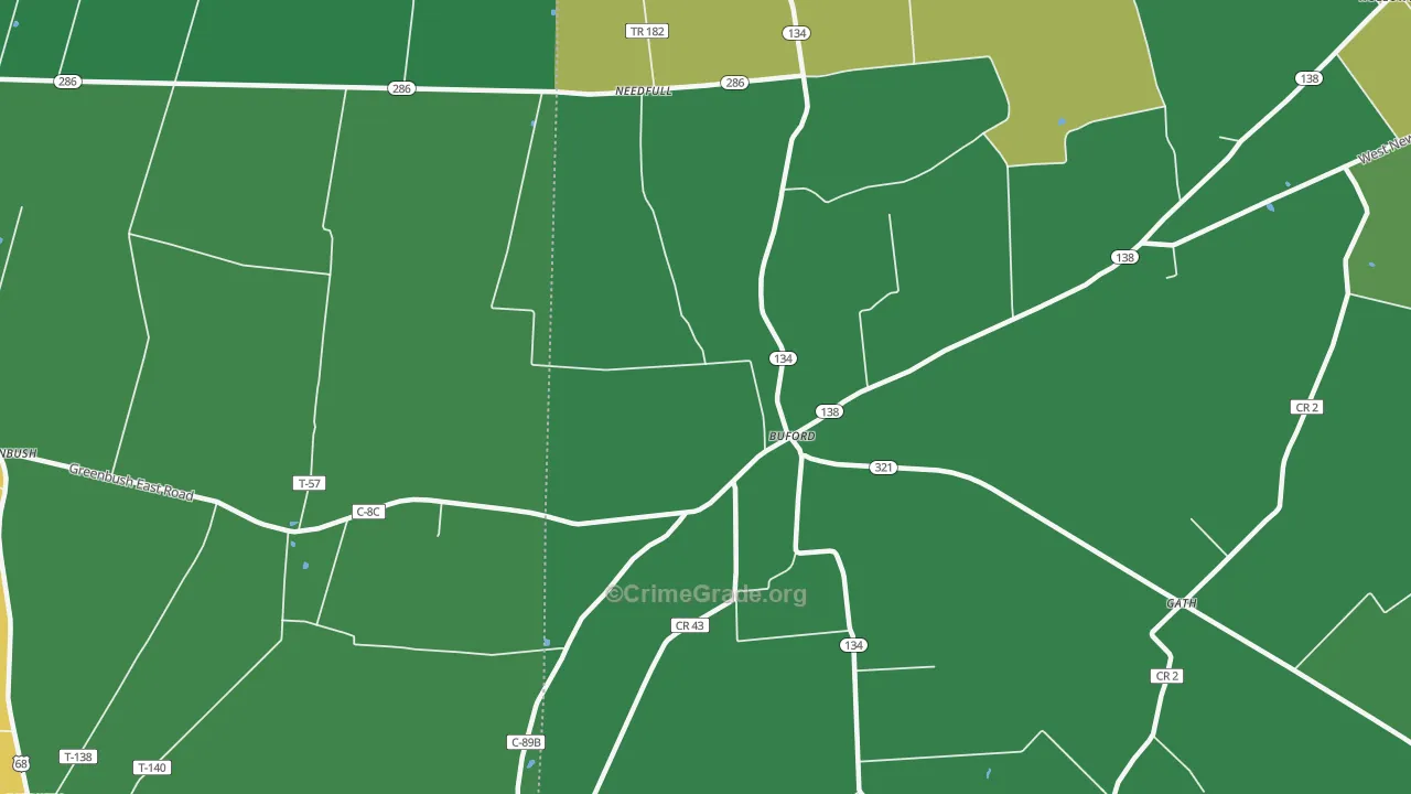 Buford, OH Map of Vehicle Theft Rates