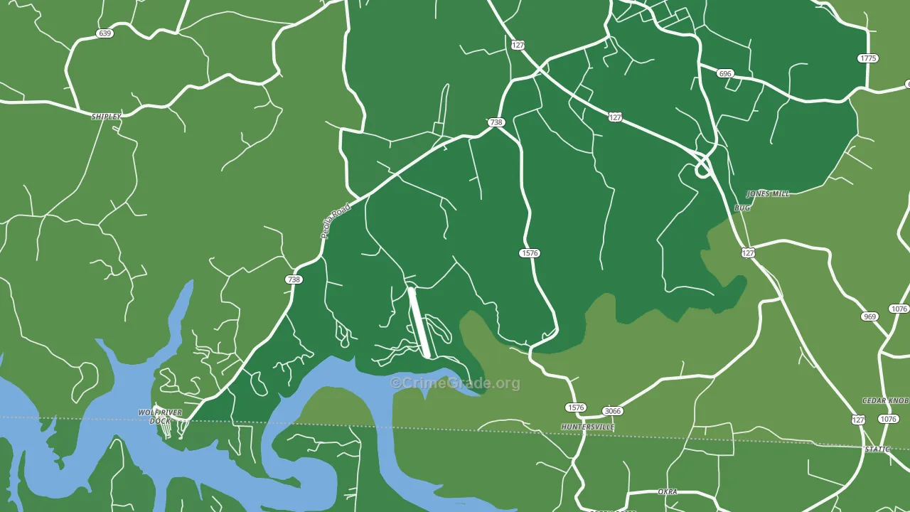 Bug, KY Map of Vehicle Theft Rates