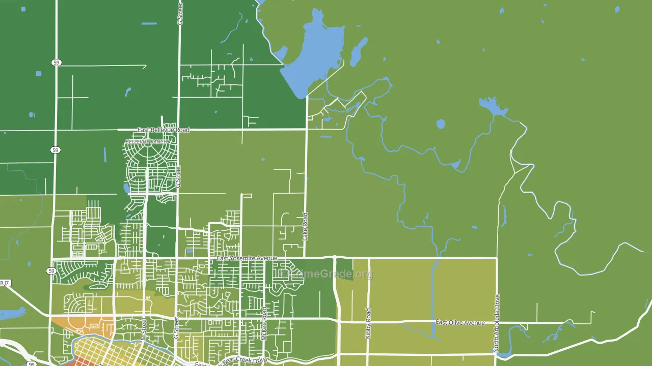 Buhach, CA Map of Vehicle Theft Rates