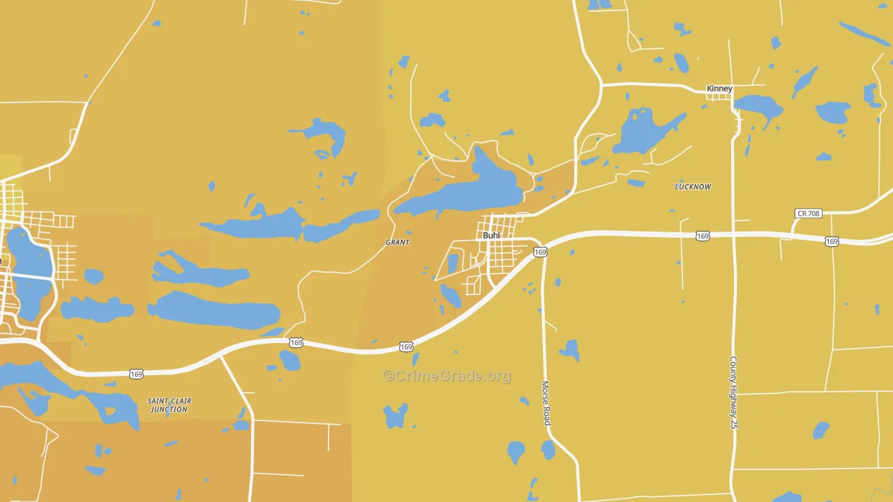 Buhl, MN Map of Vehicle Theft Rates