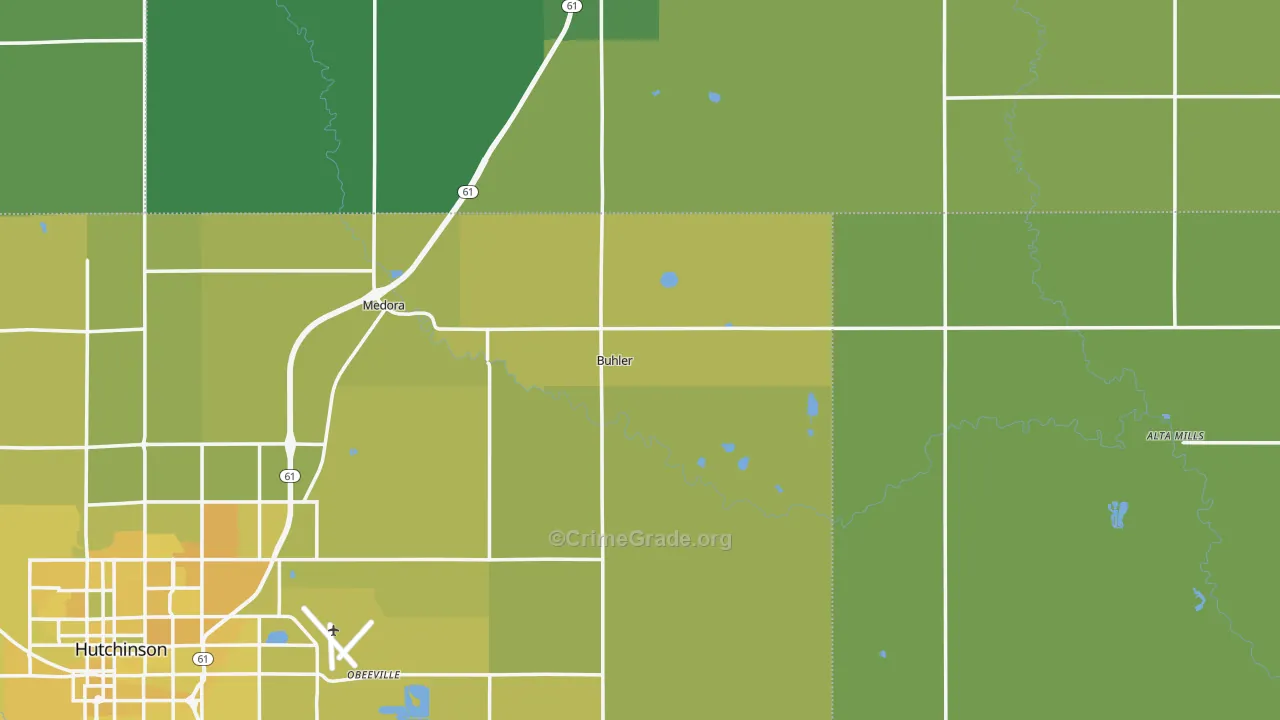 Buhler, KS Map of Vehicle Theft Rates