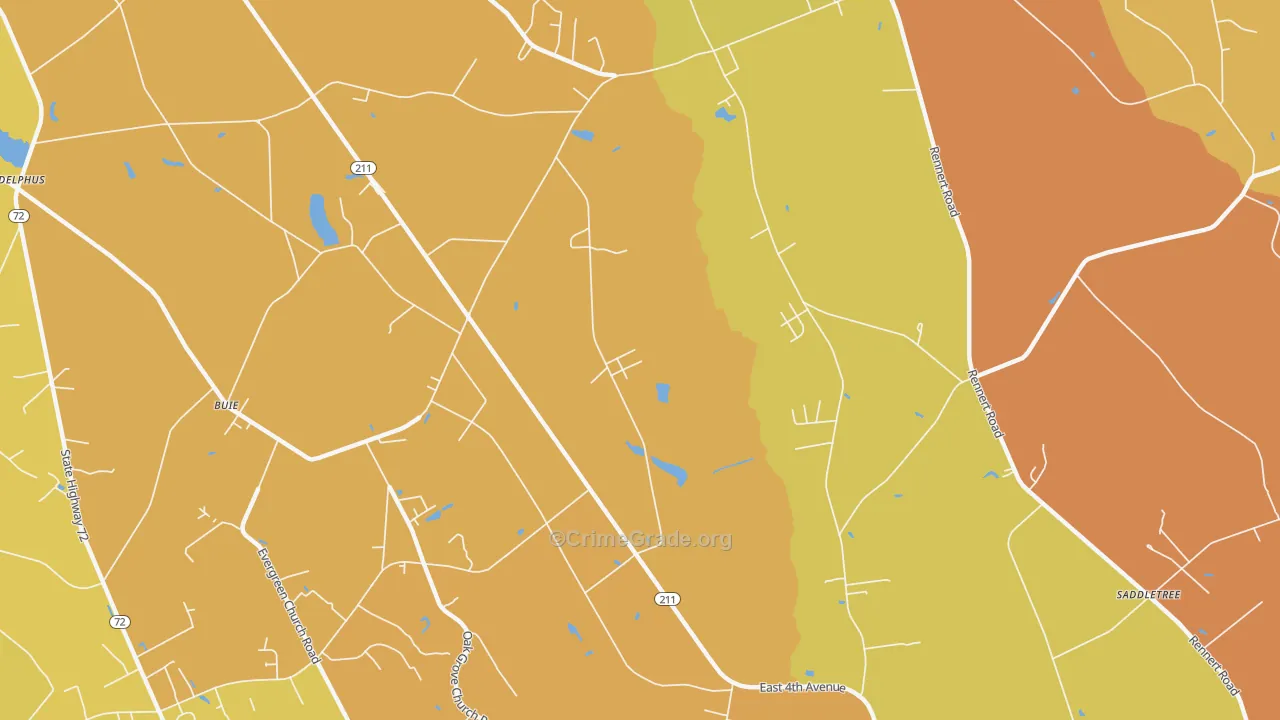 Buie, NC Map of Vehicle Theft Rates