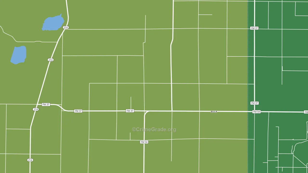 Bula, TX Map of Vehicle Theft Rates