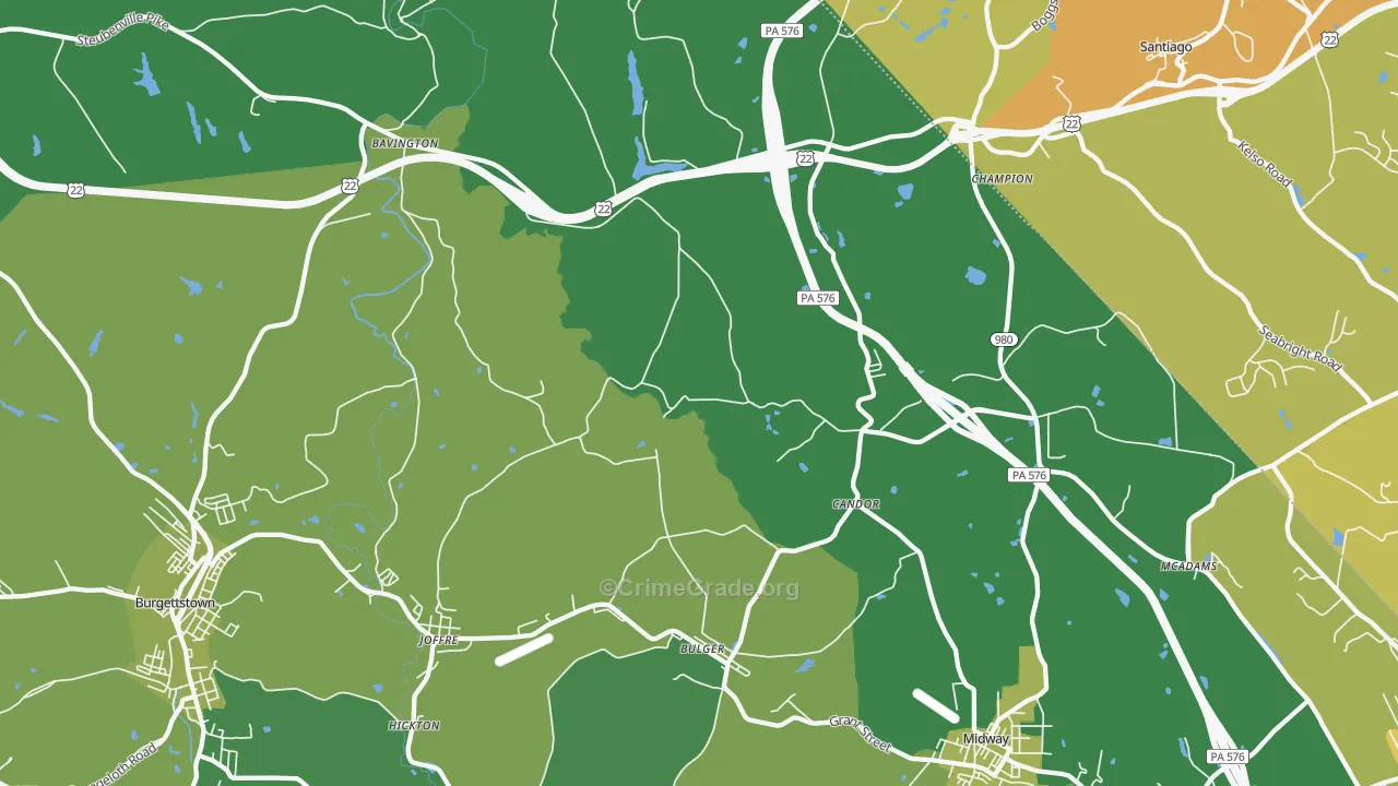 Bulger, PA Map of Vehicle Theft Rates