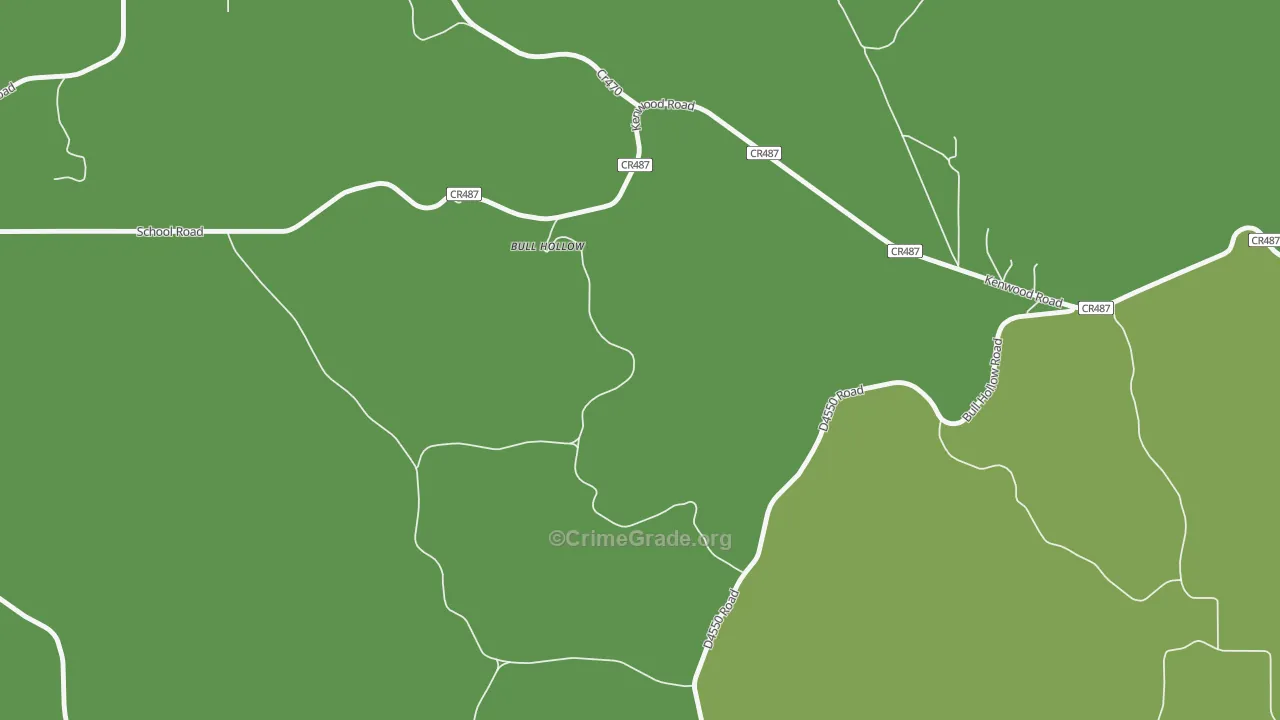 Bull Hollow, OK Map of Vehicle Theft Rates
