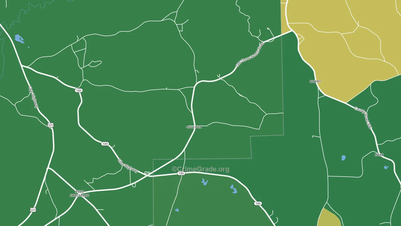Bullock, AL Map of Vehicle Theft Rates