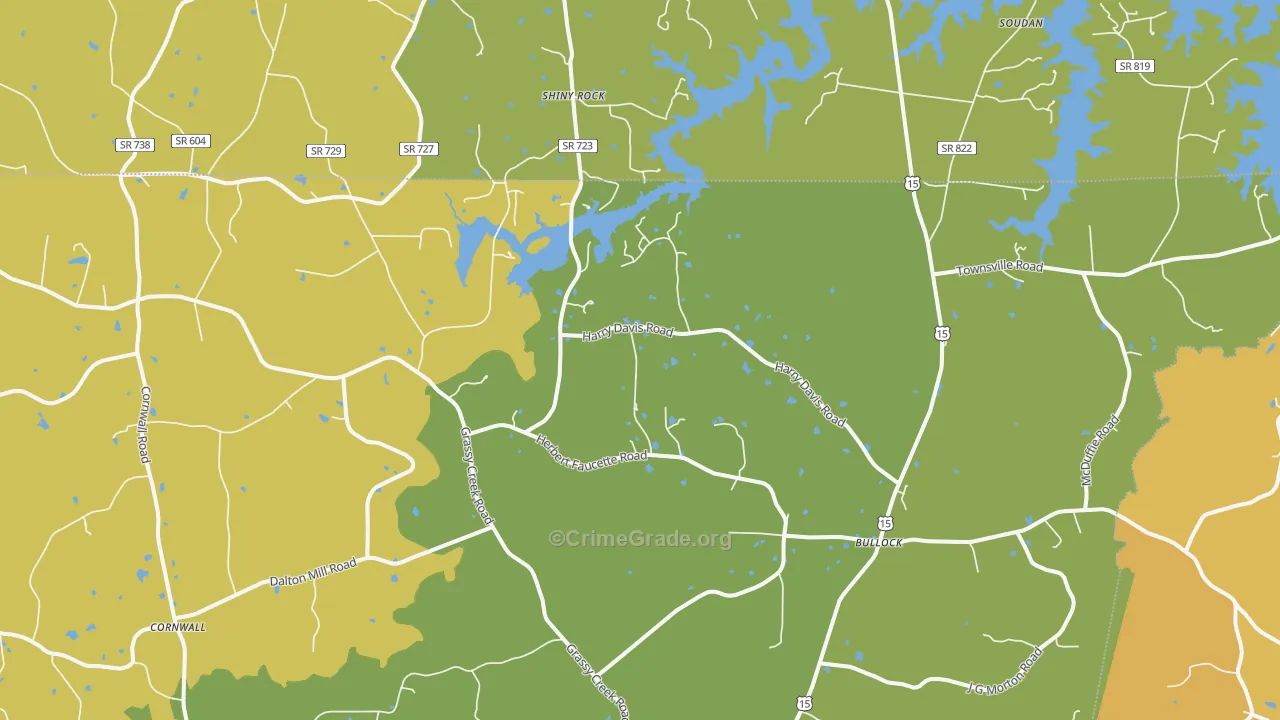 Bullock, NC Map of Vehicle Theft Rates