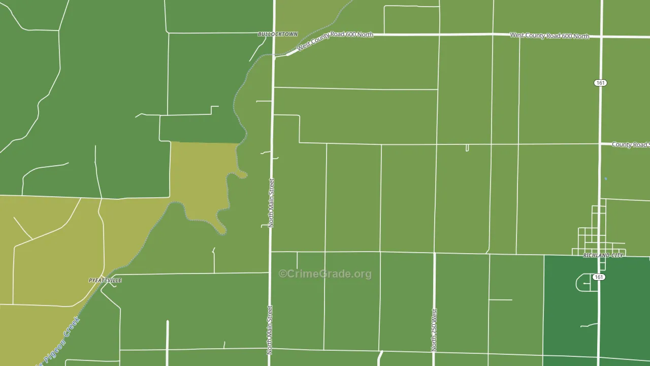 Bullocktown, IN Map of Vehicle Theft Rates