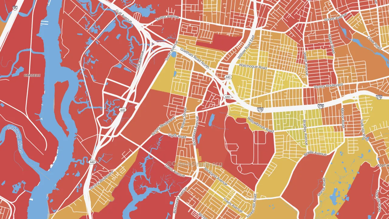 Bulls Head, Staten Island, NY Map of Vehicle Theft Rates