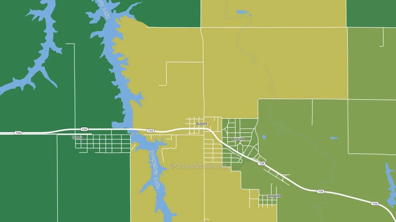 Bulpitt, IL Map of Vehicle Theft Rates