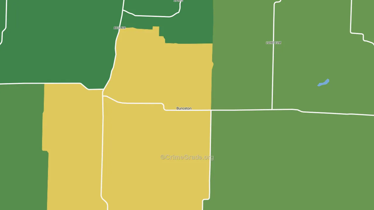 Bunceton, MO Map of Vehicle Theft Rates
