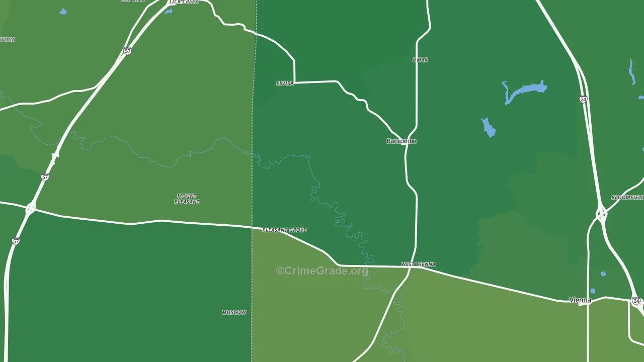 Buncombe, IL Map of Vehicle Theft Rates