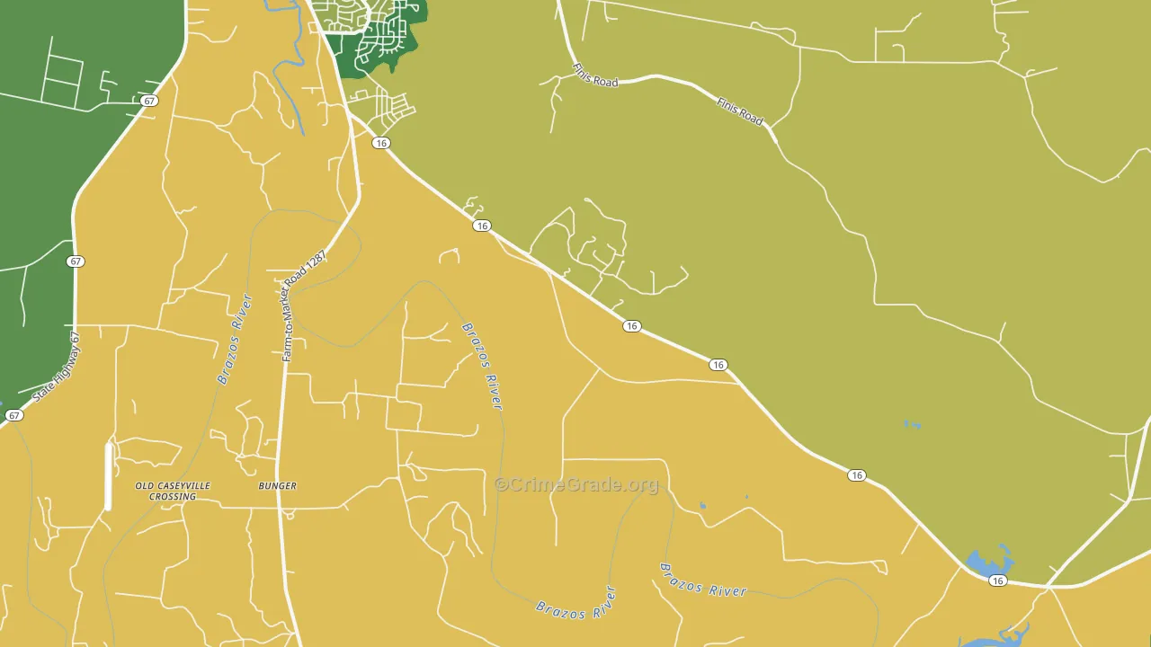Bunger, TX Map of Vehicle Theft Rates