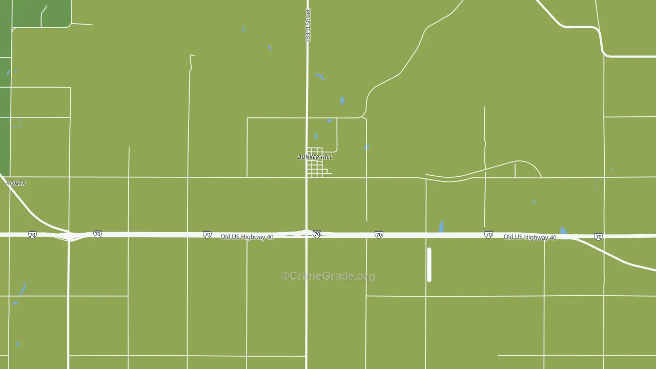 Bunker Hill, KS Map of Vehicle Theft Rates