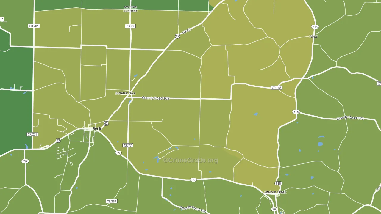 Bunker Hill, OH Map of Vehicle Theft Rates