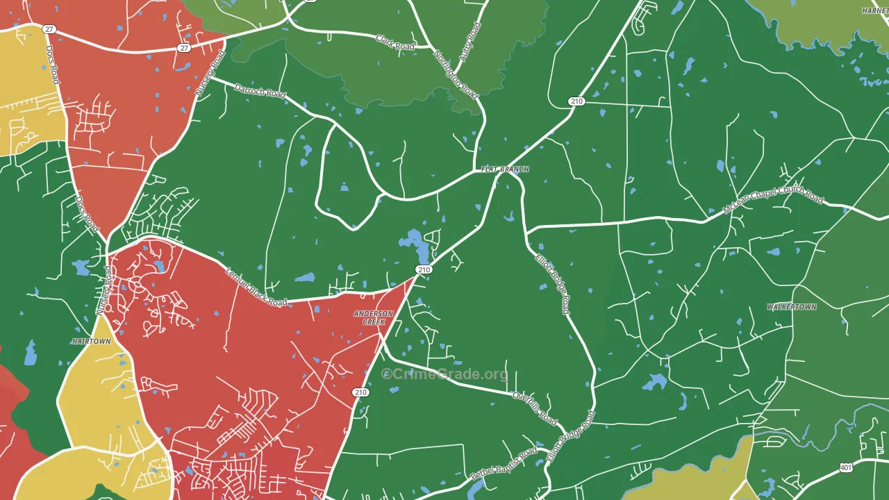 Bunnlevel, NC Map of Vehicle Theft Rates