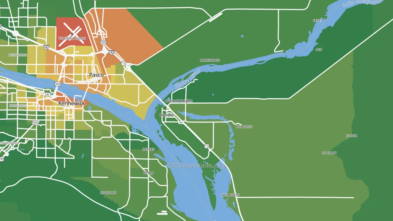 Burbank, WA Map of Vehicle Theft Rates