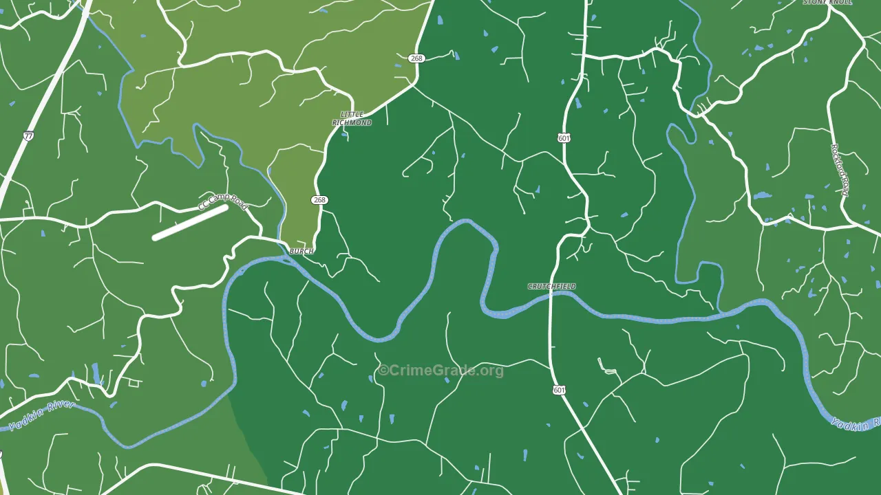 Burch, NC Map of Vehicle Theft Rates